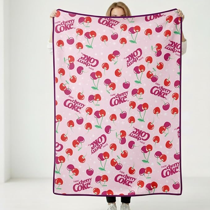 Silver Buffalo Coca-Cola Cherry Coke Logo 45" x 60" Fleece Throw, Soft and Cozy Blanket, 185 GSM