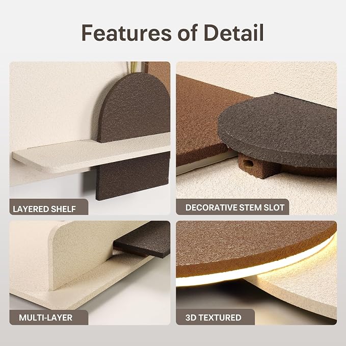 3D Textured LED Arched Modern Wall Art Decor for Living Room, 30x36 Inch | Sandstone Texture, with Remote control, Brown And Beige, Backlit Lighted, Artwork for walls, for Hallway, Dining room