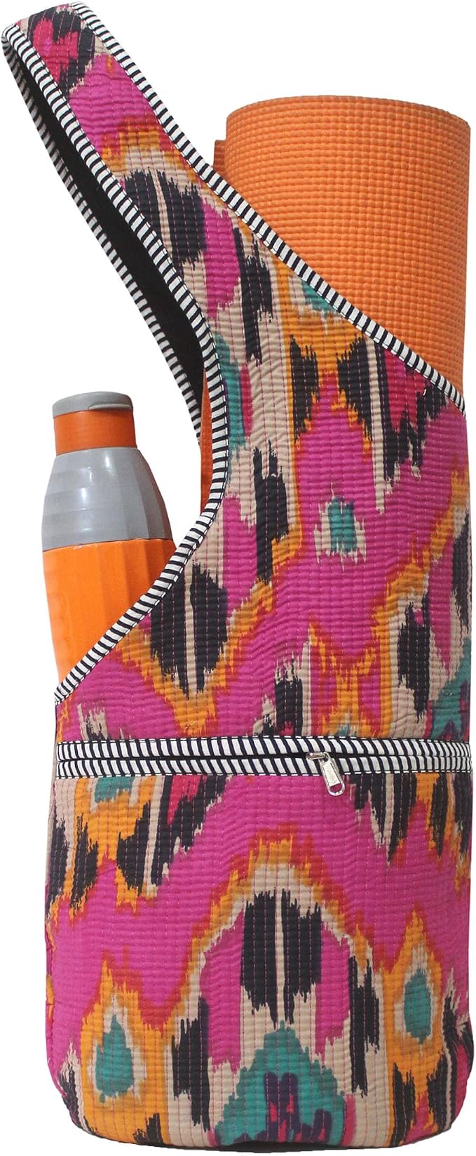 INDIAN CRAFT CASTLE Yoga Mat Bag | Tote Mat Bag | Sling Yoga Tote w/Large Side Pocket & Zipper Pocket | Yoga Mat Carrier Fits Most Size Mats