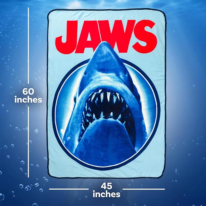 Silver Buffalo Jaws Need a Bigger Boat, Fleece Throw Blanket, 45x60in | Soft and Cozy, 180 GSM