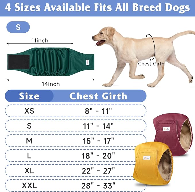 5 Pack Dog Diapers Male Reusable, Premium Belly Bands for Dogs, High Absorbing Male Dog Pee Wraps for Doggie in Incontinence or Excitable Urination Red XL