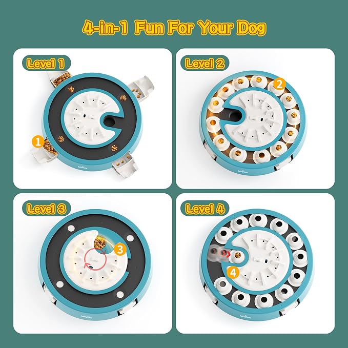 Dog Puzzle,Level 4 in 1 Interactive Toy for Smart Dogs, Multi-Stage Play, Puzzle Toys for Dogs, Cognitive Dog Puzzle Feeder for Slow Eating & Mental Stimulation