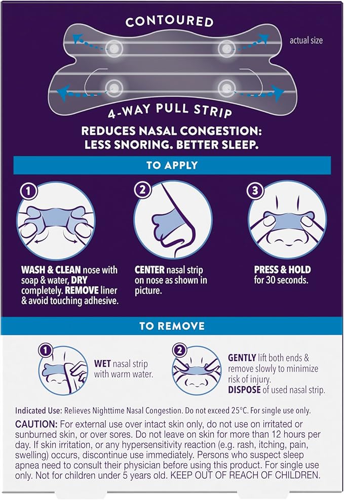ZzzQuil Sleep Nasal Strips, Clear Nasal Strips, Snoring Relief from Nasal Congestion, Works Instantly, Reduces Nasal Congestion for Less Snoring and Better Sleep, Drug Free, 52 Nasal Strips