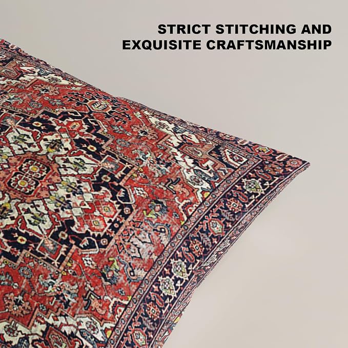 Boho Throw Pillow Covers 12x20 inch Set of 2,Soft Pillowcases Bohemia Carpet Printing Pattern Decorative Sofa Living Room Bed Rectangle Pillow Case Cushion Cover-Red