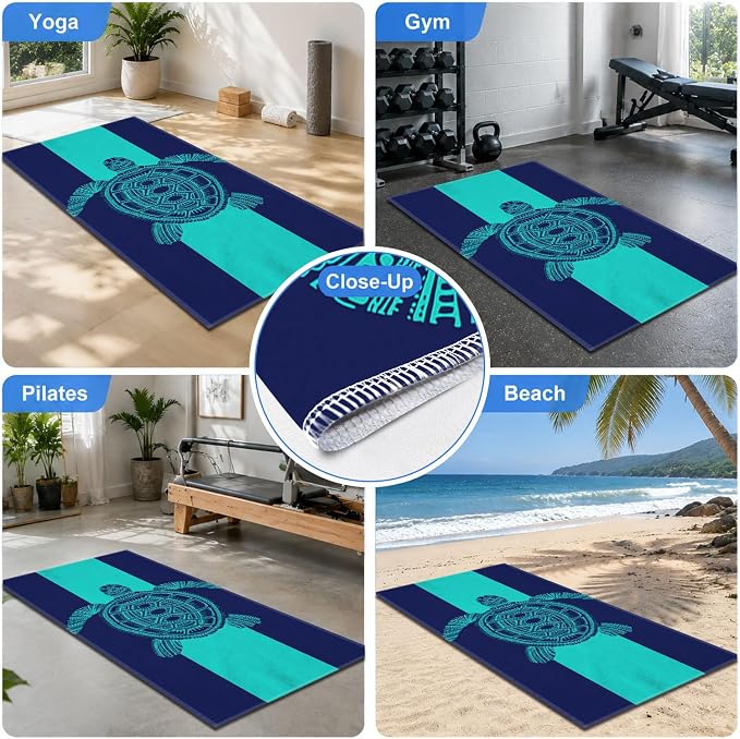 Yoga Mat Towel, Hot Yoga Non Slip with 4 Corner Pockets, 70 x 26 in | Soft Absorbent Microfiber With Four Corner Pockets, Fits Over Yoga Mats For Hot Yoga, Pilates, Gym, And Travel