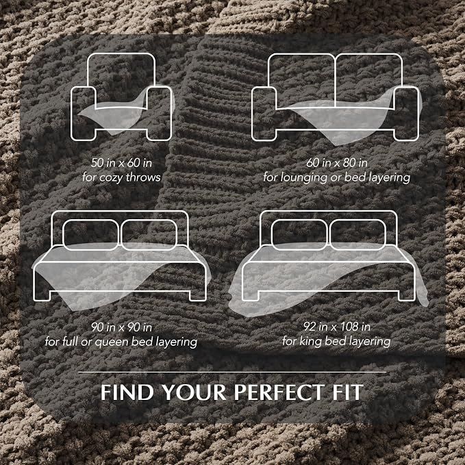 EVERGRACEHOME Chunky Chenille Knit Throw Blanket, 108x92, Mocha Brown | Sculpted Moss Stitch, Chic Modern Farmhouse, All-Season Warmth, OEKO-TEX® Certified, Oversized King for Couch, Bed, Sofa