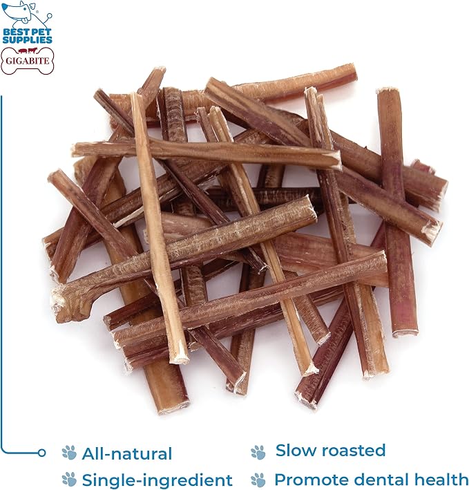 GigaBite Bully Sticks for Dogs All Natural Beef Pizzle Dog Chews, Odor & Rawhide Free Dog Treats, Long Lasting High Protein Chews Digestible Dental Dog Treat - Sticks (Slim 6"), Pack of 25