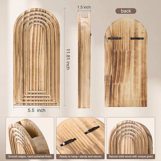Wooden Wall Vase Set of 2, Wall Hanging Planter Modern Farmhouse Wall Decor for Boho Wall Decor for Indoor Entryway Hallway Bathroom Living Room Dining Room