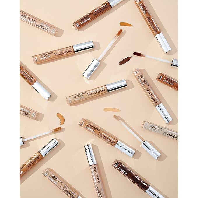 Neutrogena Healthy Skin Radiant Brightening Cream Concealer with Peptides & Vitamin E Antioxidant, Lightweight Perfecting Concealer Cream, Non-Comedogenic, Chai Deep 01 with warm undertones, 0.24 oz