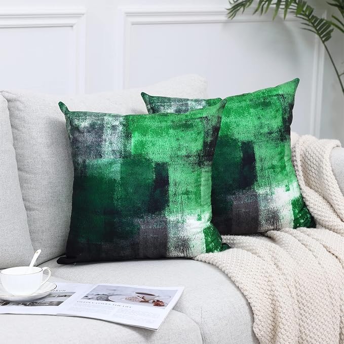 Throw Pillow Covers for Couch, 26x26 Inch, 2 Pack, Green | Decorative Throw Pillow Covers Cushion Covers for Couch Bedroom Sofa Living Room