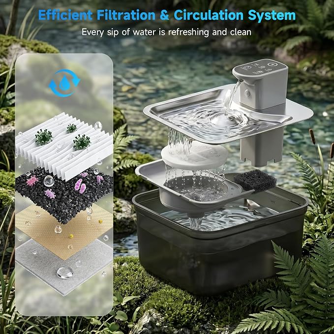 Wireless Cat Water Fountain, 118oz/3.5L Battery-Operated Pet Fountain | 3 Smart Modes,4000mAh Large Capacity Rechargeable Battery Operated Cat Water Dispenser Ultra Quiet BPA-Free, 1 Filter