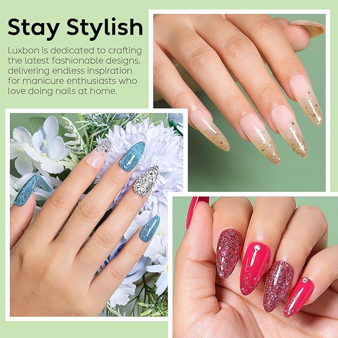 Luxbon 6 pcs Glittery Gel Nail Polish Set - Winter Color Set Long Lasting Gel Polish, uv led Soak Off Nail Art Designs Manicure Kit 031