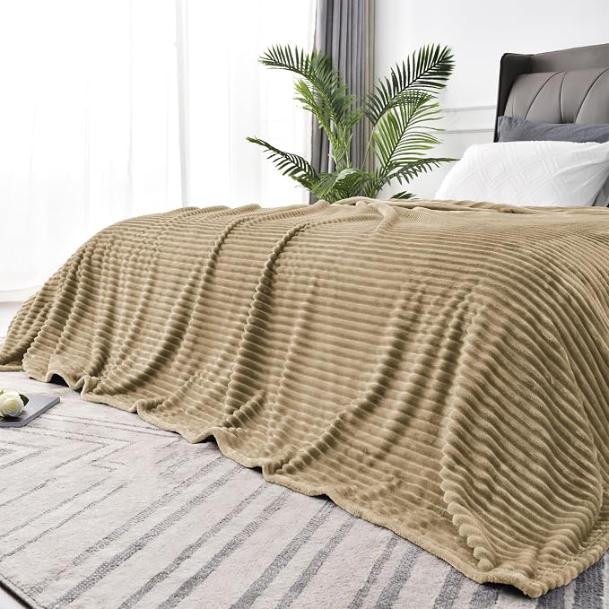 BEDELITE 3D Ribbed Jacquard Brown Blankets Queen Size for Bed, 90x90 Inch | Soft Warm Decorative Fluffy Blanket, Cozy Fuzzy Lightweight Plush Fleece Throw Blankets for Bed, Room Decor, Gift for Women
