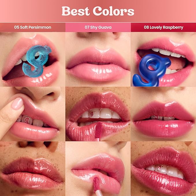COLORGRAM Fruity Glass Tint Pearl Gloss | Long Lasting & Waterproof Lip Stain | Glossy Transparent Dewy Lip Gloss with subtle Pink Glitter, Buildable & Blendable for Glowing, Sparkling effect 0.11 Oz.