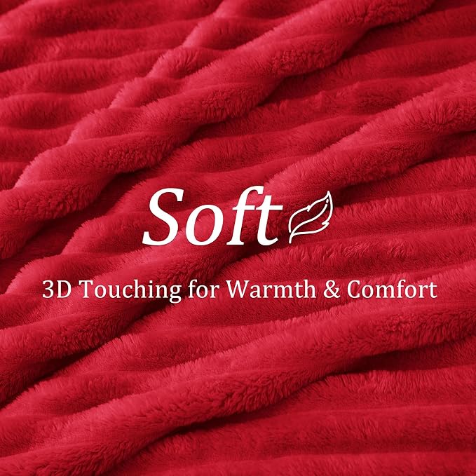 BEDELITE Ribbed Twin Blanket for Couch & Bed, Red, 60"x80" | Ultra-Soft Plush Fleece, Cozy, Warm Yet Lightweight, Ribbed Texture, Home Decor, Machine Washable, Giftable, All-Season Use