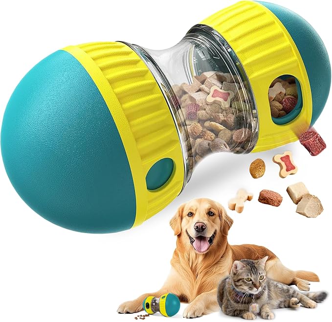 Interactive Dog Treat Dispenser Ball, Adjustable Puzzle Toy for Mental Stimulation and Slow Feeding, Food Grade ABS, Red and Blue, for Small Medium Large Dogs (Green)