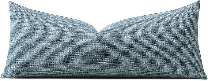 OTOSTAR Linen Throw Pillow Cover Set of 1 Decorative Long Lumbar Pillowcase Rectangle Cushion Cover 14x36 Inch for Home Decor Sofa Bedroom Car 35 x 90CM Blue