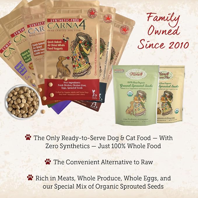 CARNA4 Gentle Quick-Baked Air-Dried Dog Food, Chicken Recipe, 3lb | Fresh Chicken, Liver, Whole Eggs & Organic Sprouted Seeds, Never Extruded, No Synthetic Vitamins or Minerals