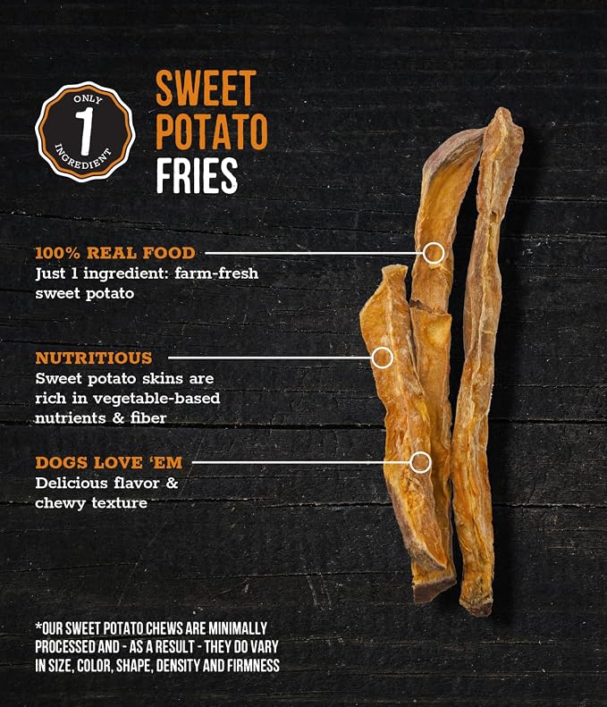 Wholesome Pride Sweet Potato Fries Healthy Dog Treats, 1 Ingredient, 8 oz | No Preservatives, 100% Sweet Potato, Gently Dehydrated, Supports Digestion, No Grain or Gluten, Training & Snacking