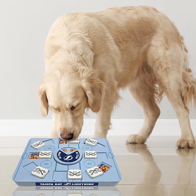 Pets First NHL Tampa Bay Lightning Large Puzzle Toy, New Size, Interactive Dog Treat & Slow Feeding Toy