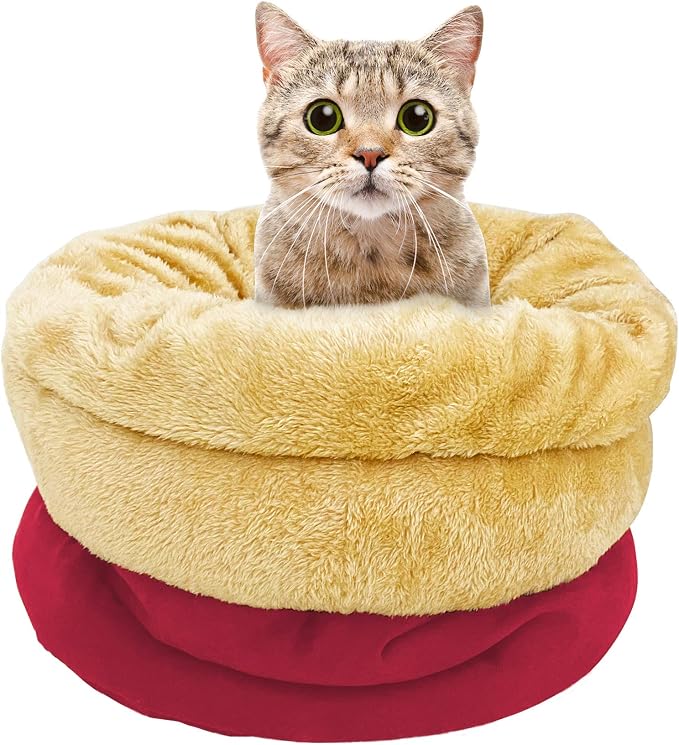 4 in 1 Self Warming Burrow Cat Bed Hideway Sleeping Cuddle Cave | Keep Warming, Machine Washable, Easy to Clean, Soft & Comfortable, Pet Beds fo Cats & Dogs, Cozy Privacy Nook