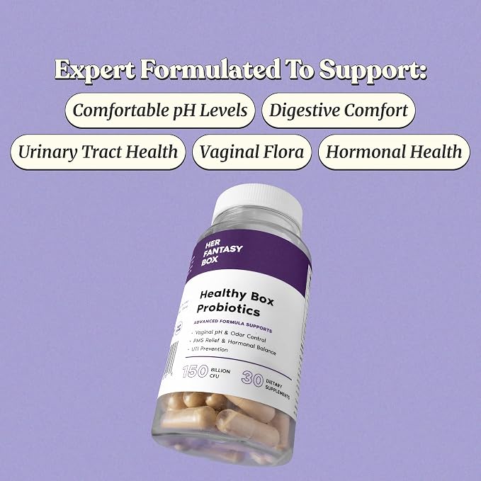 Her Fantasy Box | Healthy Box | Vaginal Probiotics for Women – Prebiotics + Advanced Lactobacillus Blend – Supports Natural Hormonal Balance – Feminine Health Support with Cranberry & D-Mannose