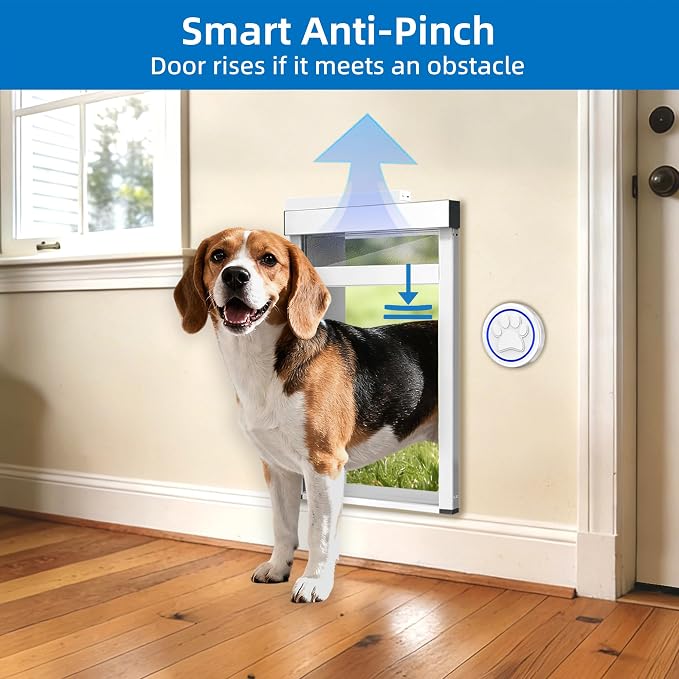 Automatic Dog Door for Wall,Smart Dog Door with Doorbell Active,No Collar | 4 Modes,Electronic Pet Door with Anti-Pinch, Aluminum,Pet-only Access,Telescoping Tunnel,Waterproof Windproof