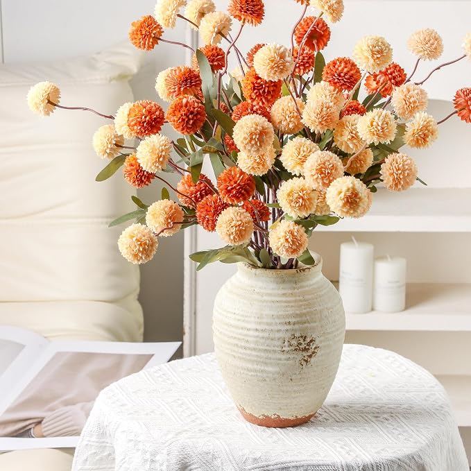 Ceramic Decorative Flower Vase 7.4 Inch Pottery Rustic Farmhouse Boho Terracotta Vase for Home Decor, Table, Living Room, Bathroom, Shelf, Mantel Decoration
