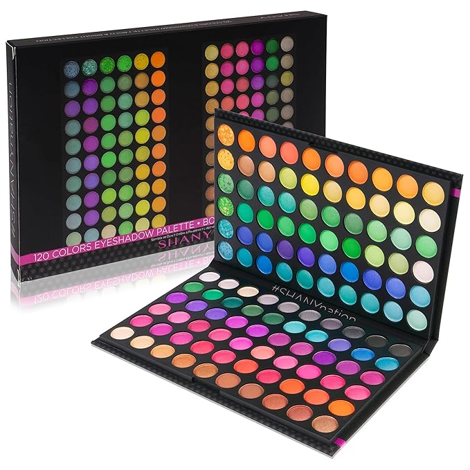 SHANY Highly Pigmented Eye Shadow Makeup Palette, 120 Matte Shimmer Metallic Eyeshadow Set with Long Lasting and Blendable Natural Colors - Bold & Bright