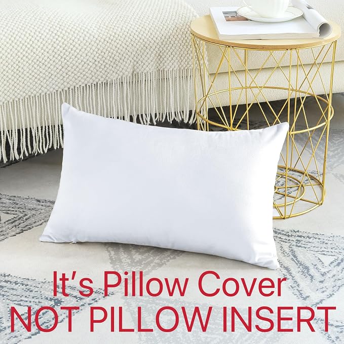 Artscope Set of 1 Luxury Velvet Pillow Covers ONLY Cover Decorative Rectangle Pillowcases Soft Solid Cushion Cases for Couch Sofa Bedroom Car Decor 12x20 Inch White (ONLY Cover)