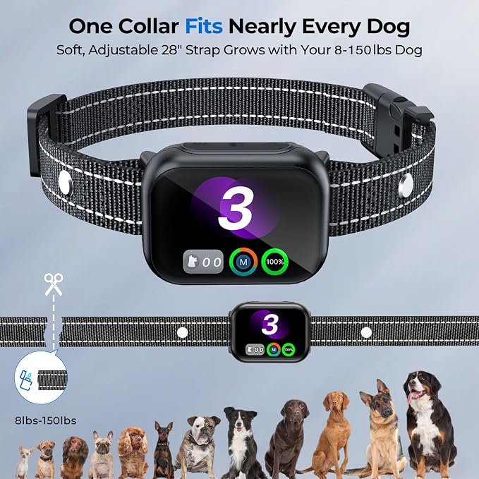 RPZ Automatic Dog Bark Collar for Small Medium Large Dogs 8-150 Lbs, Black