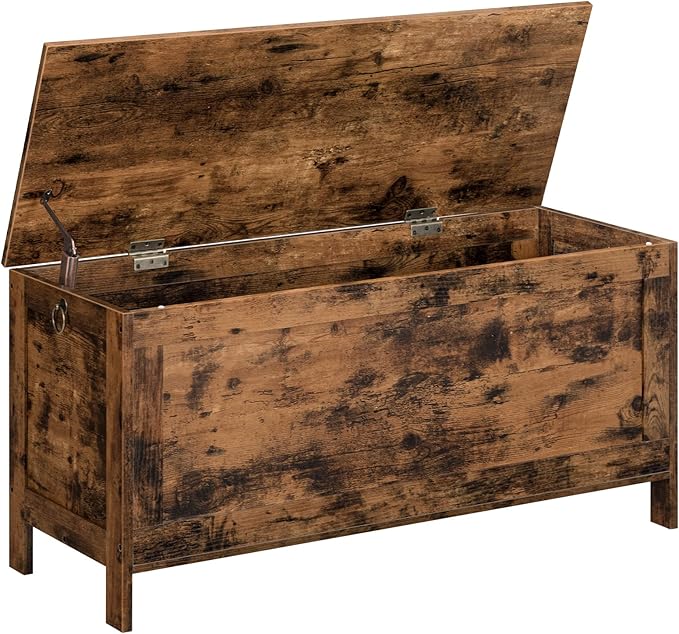HOOBRO Toy Box, Retro Wooden Look Storage Chest with Safety Hinge, Entryway Storage Bench Supports 220 lb, 39.4 x 15.7 x 18.9 Inches Toy Chest Organizer, Easy Assembly (Rustic Brown) BF100CW01G1