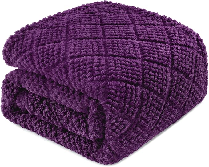 Whale Flotilla Soft Fleece Throw Blanket for Couch, Purple | Jacquard Waffle Blankets for Home Decor, Lightweight and Cozy, All Season Suitable, 50x60 Inch