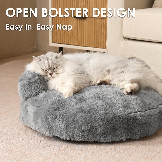 EHEYCIGA Dog Bed Medium Size Dog, Fluffy Small Dog Couch with Removable Washable Cover, Bolster Pet Sofa, Waterproof and Non-Slip, 30" x 30"x 8.5", Grey