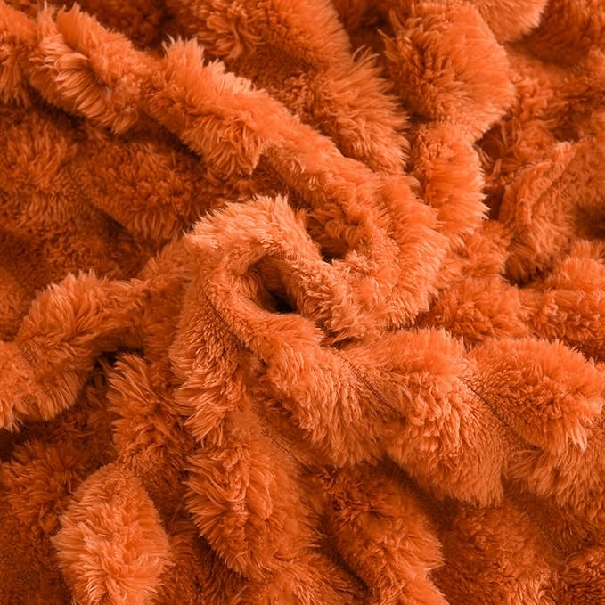 Excervent Big 3D Clouds Stylish Blanket for Bed, 60x80 Inches, Burnt Orange | Big Decorative Fuzzy Flannel Fleece Throw Blanket for Sofa Bed Couch, Super Soft Cozy, Suitable for All Seasons