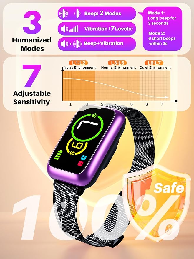 Dog Bark Collar, Humane Anti Barking Device with AI Smart Detection, Beep & Vibration, 7 Sensitivity Levels, Rechargeable No Bark Collar for Small Medium Large Dogs IP67 Waterproof