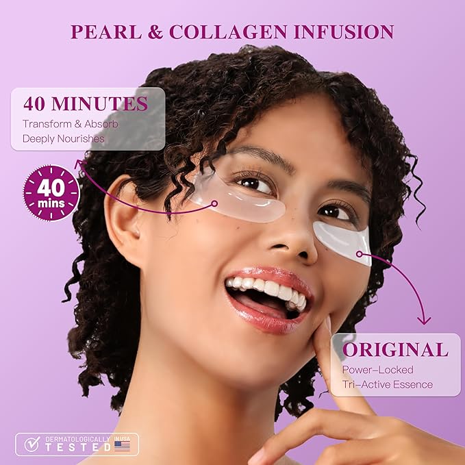 Instant Tightener Under Eye Patches with Collagen, Dark Circles Treatment Eye Patches with Women Beauty, Puffy Eyes Treatment of Under Eye Mask, Travel, 12 Pairs, White