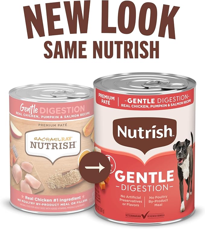 Nutrish Gentle Digestion Paté Wet Dog Food,13 oz. Can, (Rachael Ray)