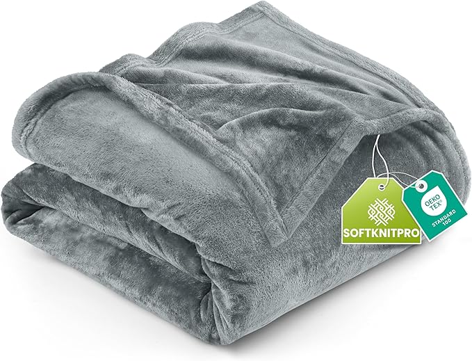 Utopia Bedding Soft Fleece Bed Blanket Queen Size Ash Grey (90x90 Inch) | Microfiber Plush Warm Lightweight Breathable Cozy Blanket Anti-Static, All Season Use, Gift for Women and Men