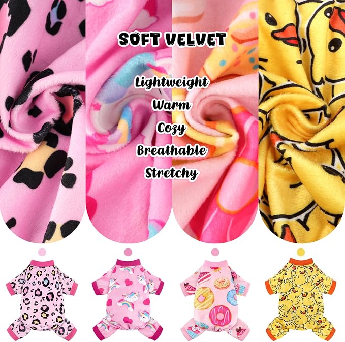 4 Pack Dog Pajamas Soft Lightweight Dog Recovery Suit Onesie Clothes for Small Medium Female Pet Boys Girls Dogs