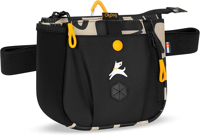 OllyDog Backcountry Day Bag | Dog Training Treat Pouch | Eco-Friendly Recycled Fabric Fanny Pack with Zipper Closure, Built-in Poop Bag Dispenser & Adjustable Waist Belt (Ciao)