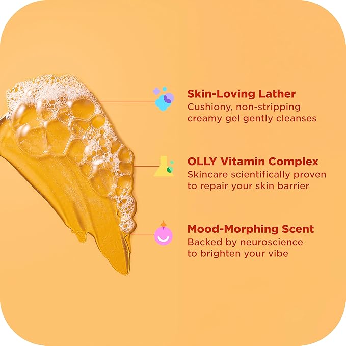 OLLY Body Wash & Body Scrub Mini pack 4 Count Hydrate & Repair Skin Barrier 3 oz