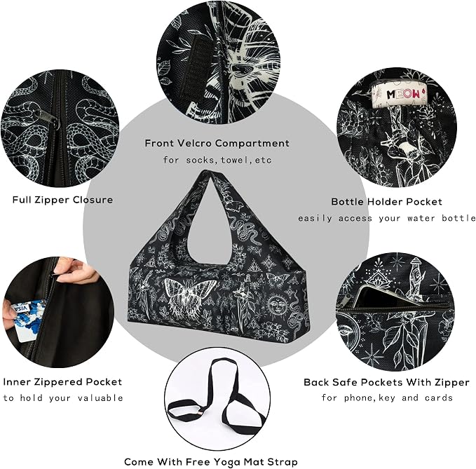 Yoga Mat Bag - Large Yoga Bag with Yoga Mat Strap, Zipper and Pockets - Yoga Bags and Carriers Fits All Your Stuff - Personalized Yoga Mat Bags for Women Fits Most Size Mats
