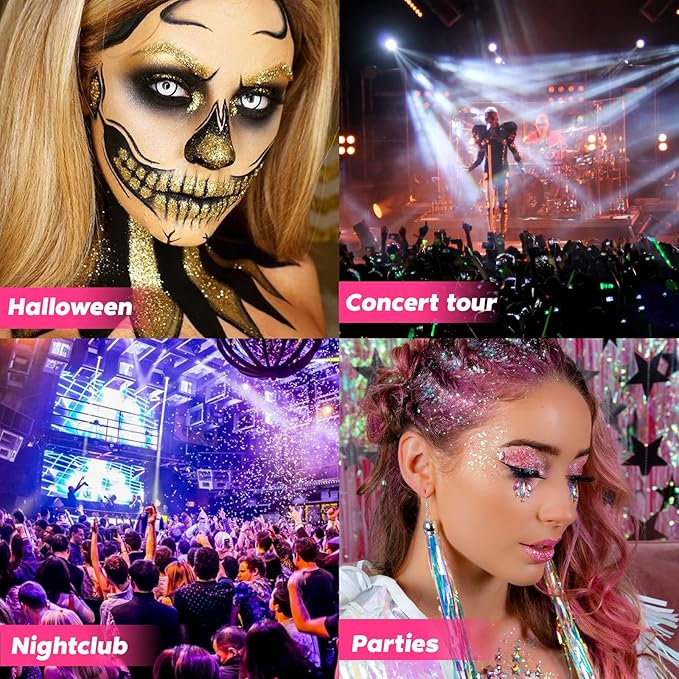 Red Green and White Christmas Body & Face Glitter Stick,【Waterproof】【Long-Lasting】【Sparkling】 for Singer Concert Outfits, Festival Rave Mermaid Accessories Chunky Glitter Makeup for Women (09#)