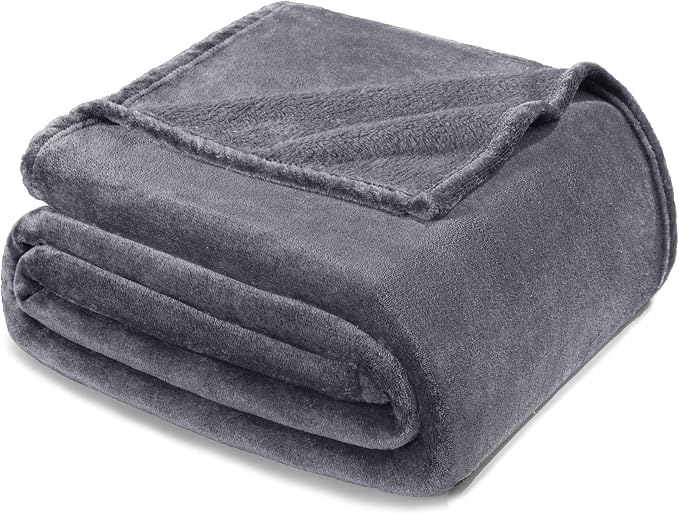 Exclusivo Mezcla Soft Fleece Blanket Twin Size for Bed, Dark Grey | 90x66 Inches, Double-Sided Brushed Flannel, Lightweight Plush Cozy Blanket for Home Decor, All Season, Machine Washable