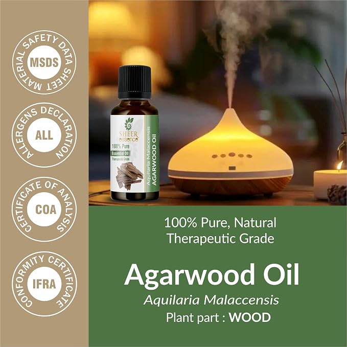 AGARWOOD (AQUILARIA MALACCENSIS) Oud Oil 100% Pure Undiluted Natural Uncut Therapeutic Grade Steam Distilled Essential Oils for Skin, Hair and Aromatherapy 250ML