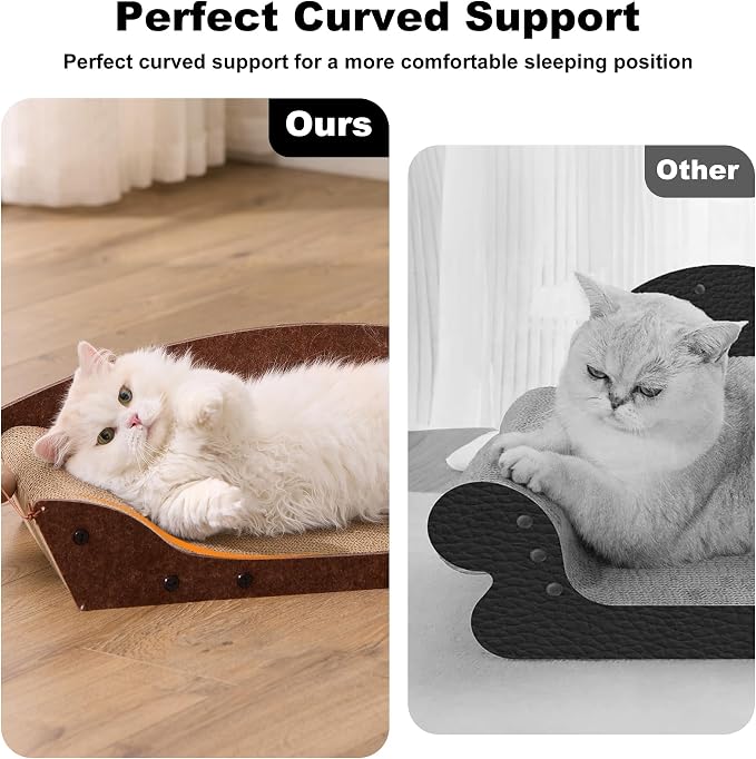 ZOMISIA 26'' Cardboard Cat Scratcher Bed - Large Scratcher Couch for Indoor Cats, Orthopedic Scratching Board, Lounger Scratching Couch with Bells