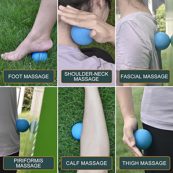 Massage Lacrosse Balls for Myofascial Release,Yoga Deep Tissue Massage,Trigger Point Therapy and Foot Plantar Fasciitis,Muscle Soreness Massager Ball (2Pack, Blue)