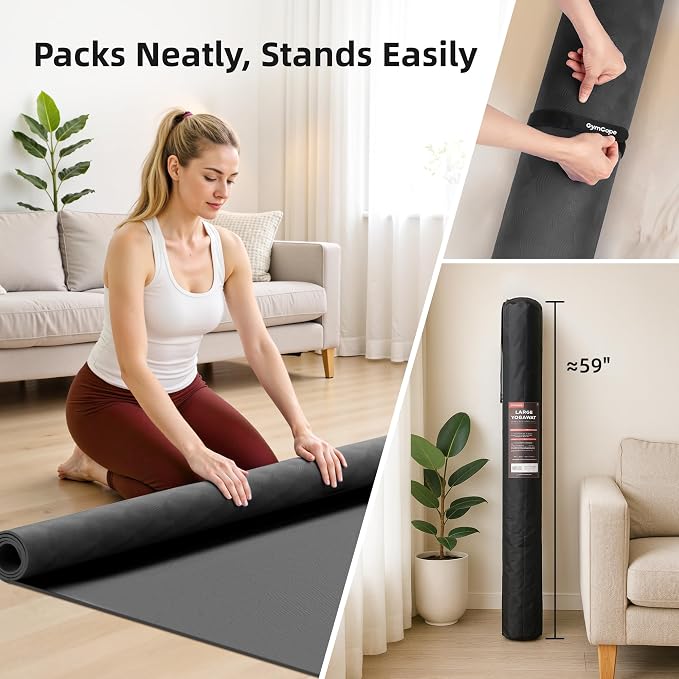 Extra Large Yoga Mat – 72"x48" or 78"x57", 1/4"–1/2" Thick Mat for Women & Men, TPE Non-Slip Pilates Mat for Home Gym, Yoga, Stretching, Meditation