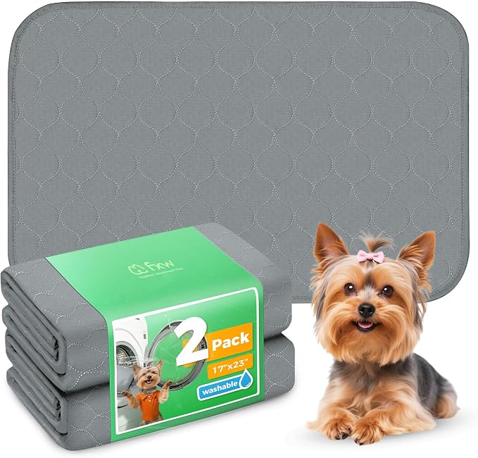 FXW Washable Pee Pads for Dogs, Super Absorbent, 17" x 23", 2 Packs | Machine washable, Non-slip backing